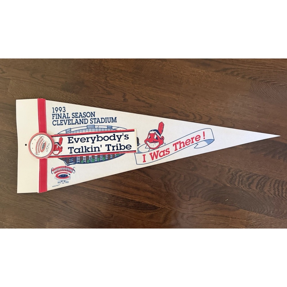 1993 Cleveland Indians Final Season Stadium Pennant Pin Sticker Wincraft Set